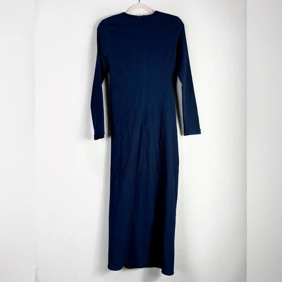 Zara Draped Ruched Front Midi Dress in navy blue size XS - Picture 6 of 13